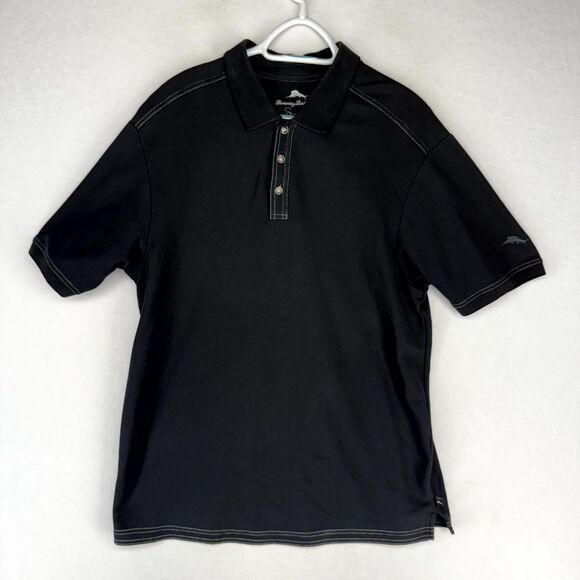 Tommy Bahama Other - Tommy Bahama Mens Supima Cotton Embroidered Black Short Sleeve Polo Size L